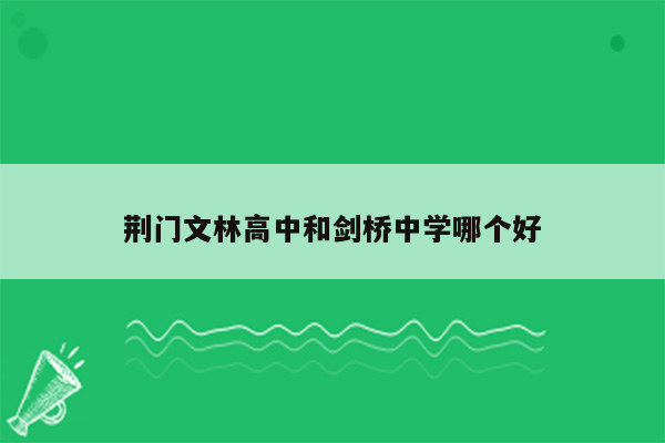 荆门文林高中和剑桥中学哪个好