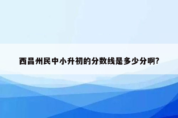 西昌州民中小升初的分数线是多少分啊?