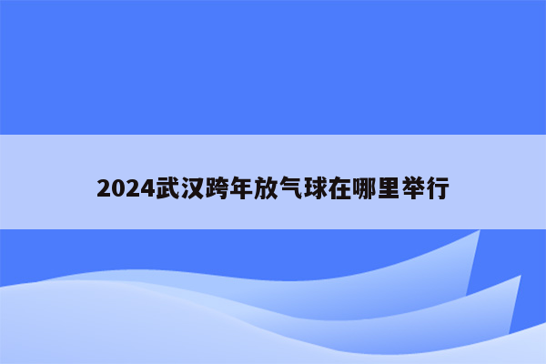 2024武汉跨年放气球在哪里举行