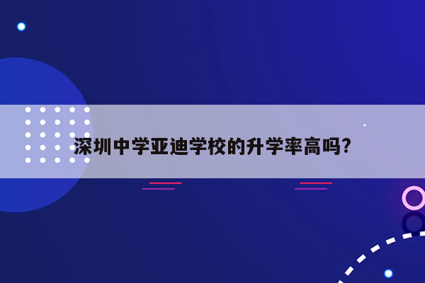 深圳中学亚迪学校的升学率高吗?