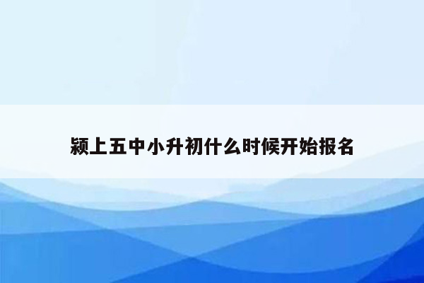 颍上五中小升初什么时候开始报名