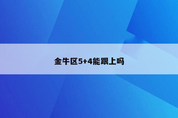 金牛区5+4能跟上吗