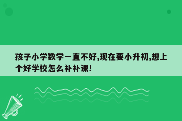 孩子小学数学一直不好,现在要小升初,想上个好学校怎么补补课!