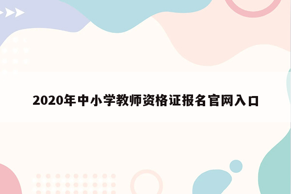 2020年中小学教师资格证报名官网入口