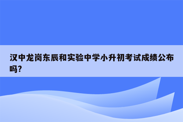 汉中龙岗东辰和实验中学小升初考试成绩公布吗?