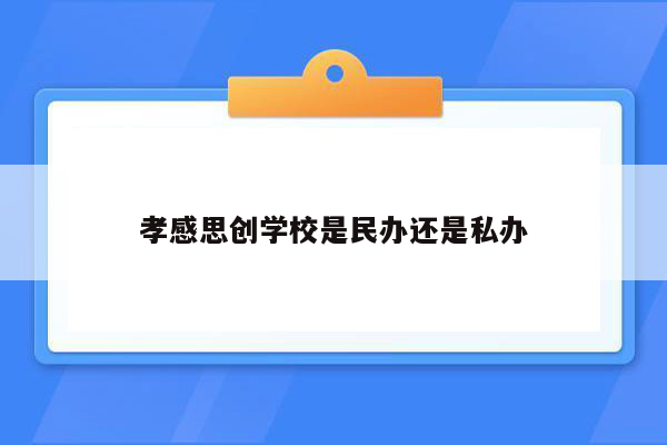 孝感思创学校是民办还是私办