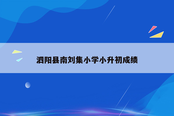 泗阳县南刘集小学小升初成绩