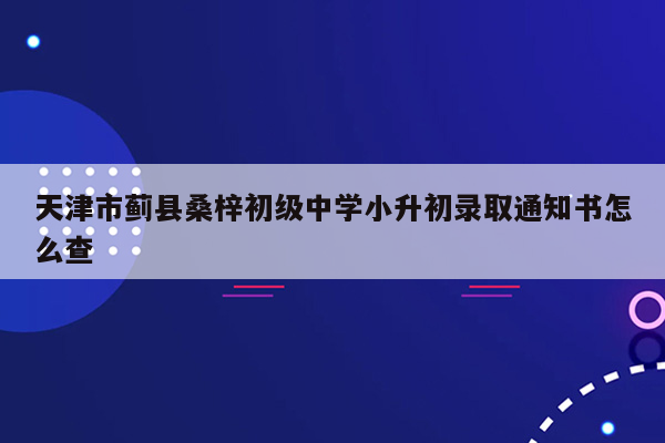 天津市蓟县桑梓初级中学小升初录取通知书怎么查