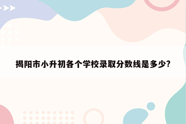 揭阳市小升初各个学校录取分数线是多少?