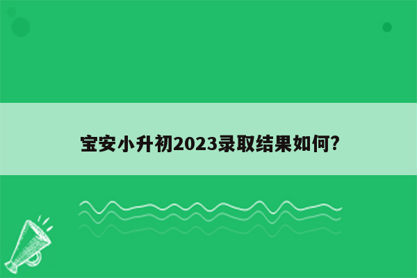 宝安小升初2023录取结果如何?