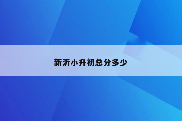 新沂小升初总分多少