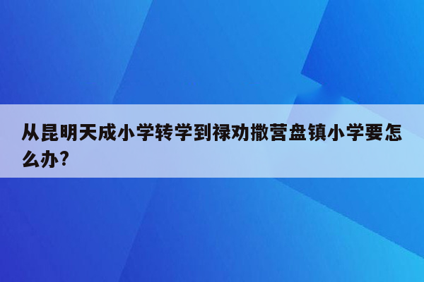 从昆明天成小学转学到禄劝撒营盘镇小学要怎么办?