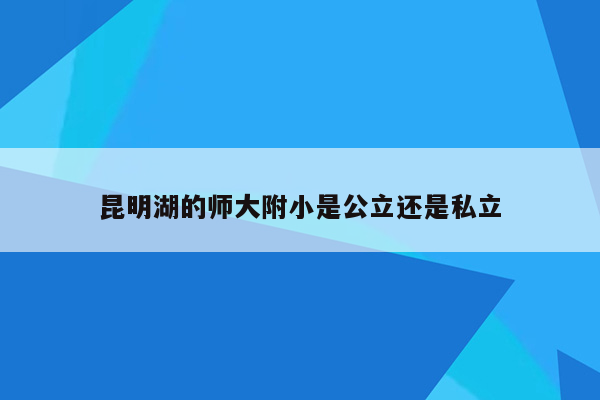 昆明湖的师大附小是公立还是私立