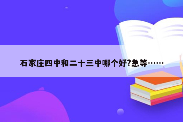 石家庄四中和二十三中哪个好?急等……