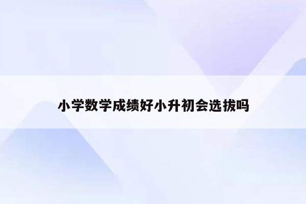 小学数学成绩好小升初会选拔吗