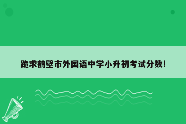 跪求鹤壁市外国语中学小升初考试分数!