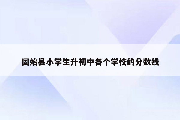 固始县小学生升初中各个学校的分数线