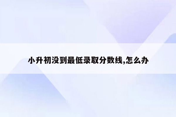 小升初没到最低录取分数线,怎么办