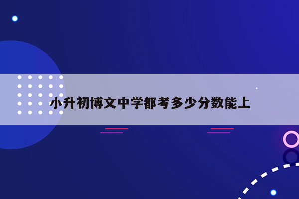 小升初博文中学都考多少分数能上