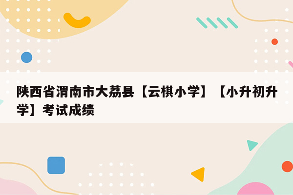 陕西省渭南市大荔县【云棋小学】【小升初升学】考试成绩