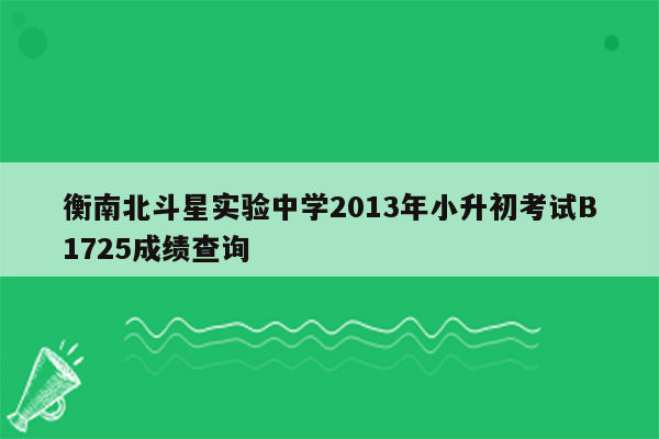 衡南北斗星实验中学2013年小升初考试B1725成绩查询