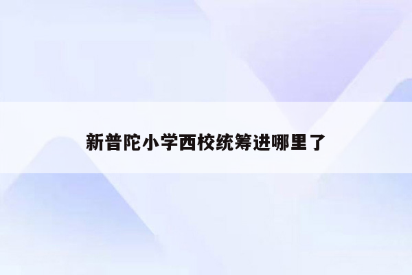 新普陀小学西校统筹进哪里了