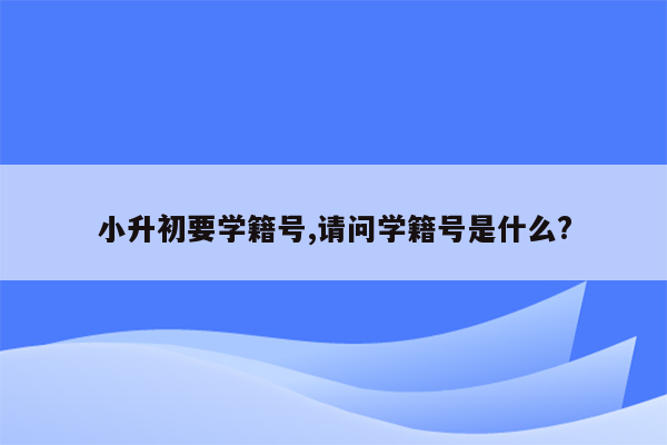 小升初要学籍号,请问学籍号是什么?