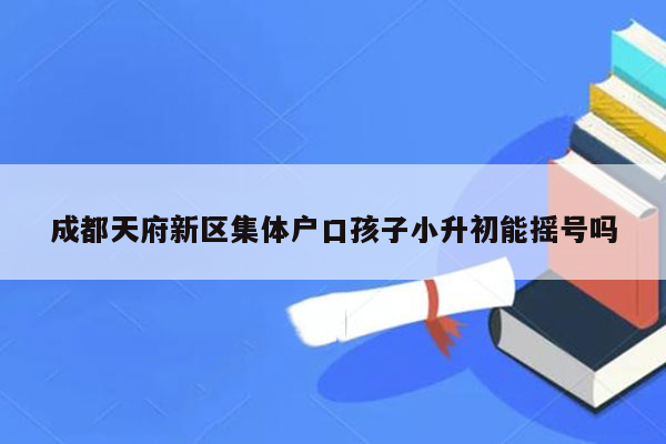 成都天府新区集体户口孩子小升初能摇号吗