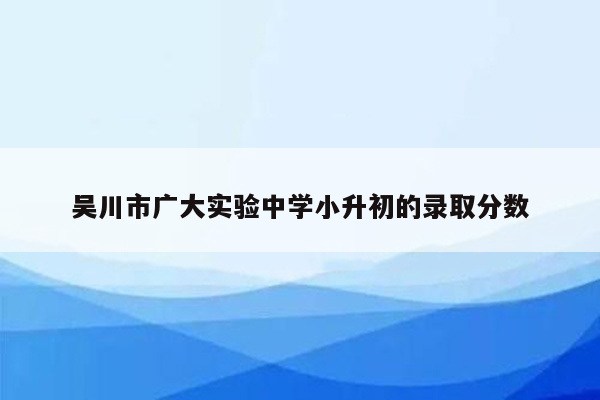 吴川市广大实验中学小升初的录取分数