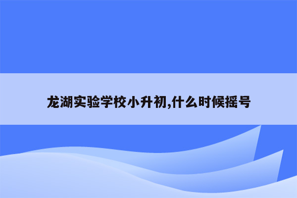 龙湖实验学校小升初,什么时候摇号