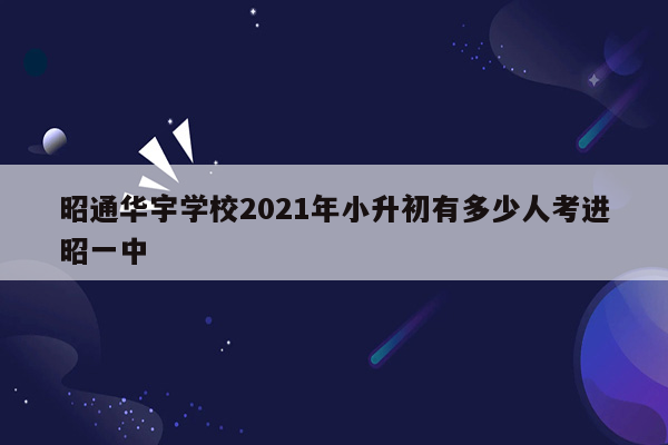 昭通华宇学校2021年小升初有多少人考进昭一中