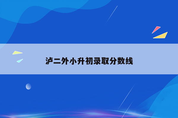 泸二外小升初录取分数线