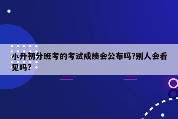 小升初分班考的考试成绩会公布吗?别人会看见吗?