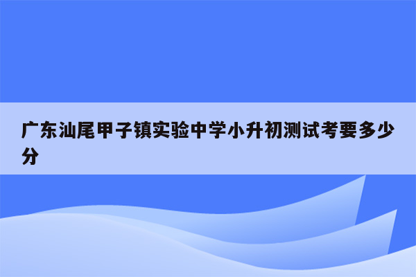 广东汕尾甲子镇实验中学小升初测试考要多少分