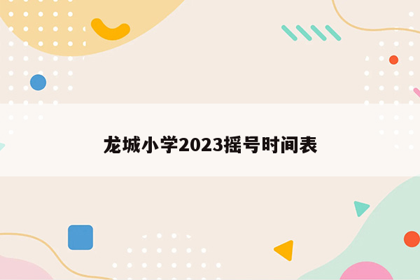 龙城小学2023摇号时间表