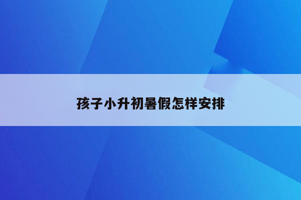 孩子小升初暑假怎样安排