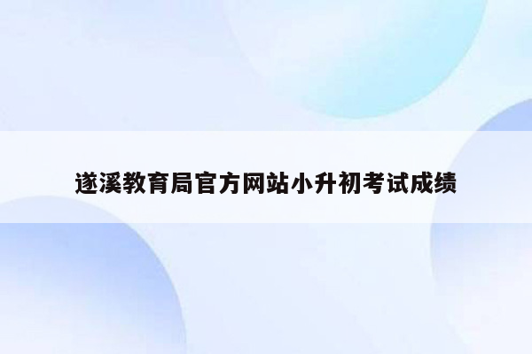 遂溪教育局官方网站小升初考试成绩