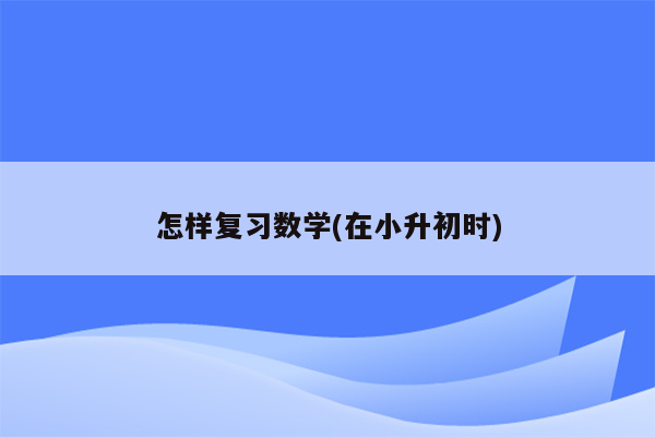 怎样复习数学(在小升初时)