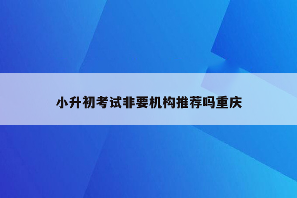 小升初考试非要机构推荐吗重庆