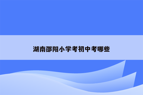 湖南邵阳小学考初中考哪些