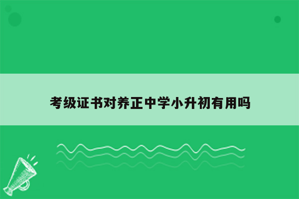 考级证书对养正中学小升初有用吗