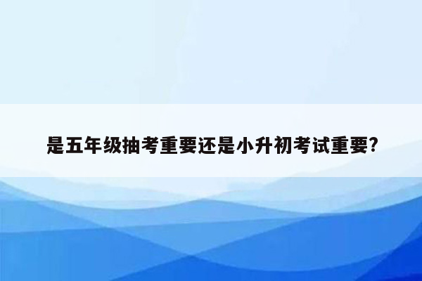 是五年级抽考重要还是小升初考试重要?