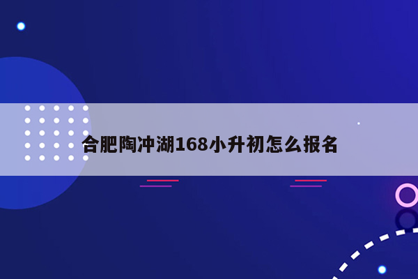 合肥陶冲湖168小升初怎么报名