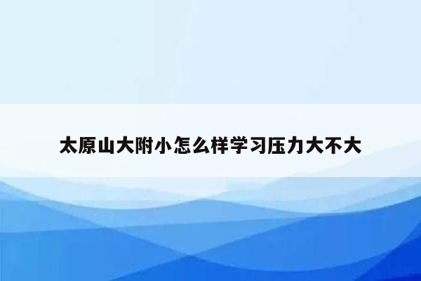 太原山大附小怎么样学习压力大不大