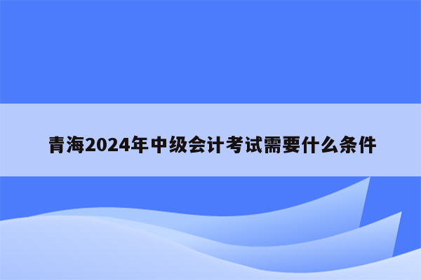 青海2024年中级会计考试需要什么条件