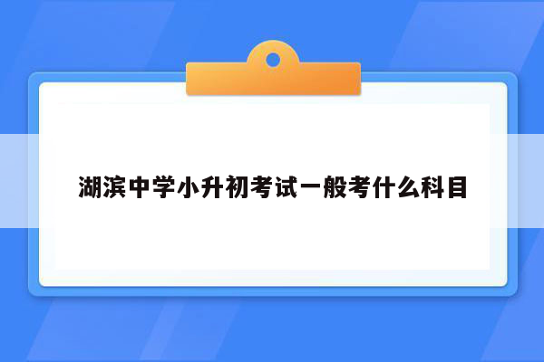 湖滨中学小升初考试一般考什么科目