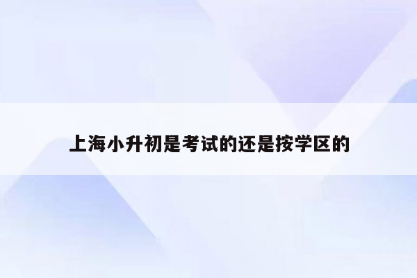 上海小升初是考试的还是按学区的