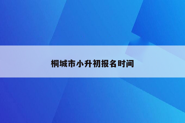 桐城市小升初报名时间