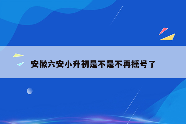 安徽六安小升初是不是不再摇号了