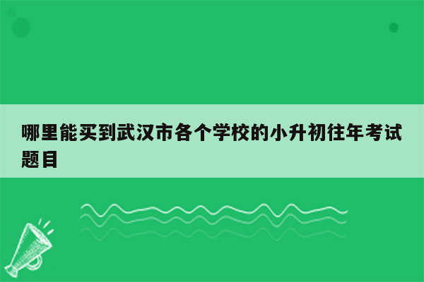 哪里能买到武汉市各个学校的小升初往年考试题目